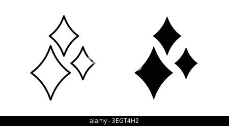 Symbol für Funkeln. Vektor-Illustration Pack in schwarzer Farbe. Stock Vektor