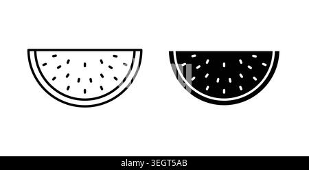 Symbol für Wassermelone. Vektor-Illustration Pack in schwarzer Farbe. Stock Vektor