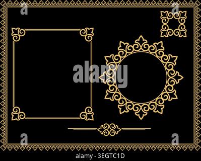 Vintage-Set. Blumenelemente für Designmonogramme, Einladungen, Rahmen, Menüs und Etiketten. Grafische Gestaltung der Website, Cafés, Boutiquen, Hotels, Hochzeitseinladungen. Stock Vektor