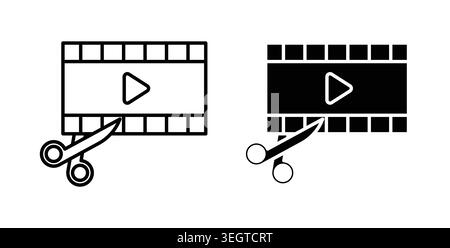 Illustrationen für die Videobearbeitung von Symbolen für Vektorgrafiken Stock Vektor