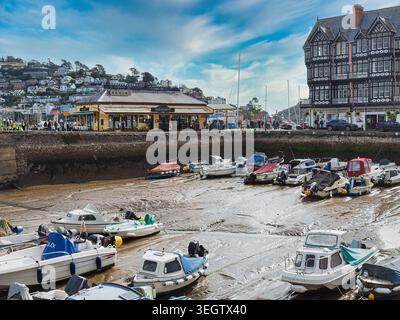 Dartmouth Hafen und Bahnhof am Fluss Dart, South Devon. Stockfoto