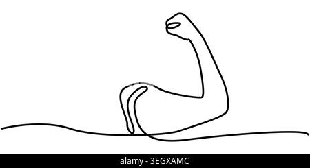 Minimalistischer Continuous Line Art Vektor eines starken Bizepsmuskels Stock Vektor