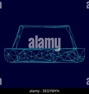 Teppich niedrige Poly Triangulation trianguliert polygonale elektrische Cyan blau leuchtend Aqua Neon Farbe Vektor Illustration Bild Umriss Kontur Linie Stil Stock Vektor
