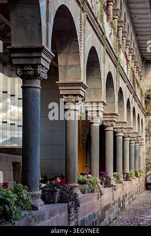 Der Innenhof des Coricancha (oder Qorikancha), der wichtigste Tempel des Inka-Reiches in Cusco, Peru Stockfoto