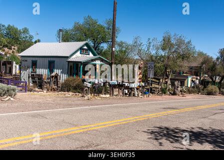 Hauptstraße von Madrid, Madrid, New Mexico, USA Stockfoto