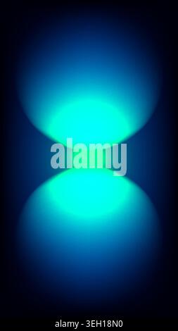 Abstrakte blaue und cyan leuchtende Kugeln im Zentrum modernes Sanduhrkonzept digitaler Kunsthintergrund mit hellem grünem Neonlicht auf dunklem Kontrasthintergrund Stock Vektor