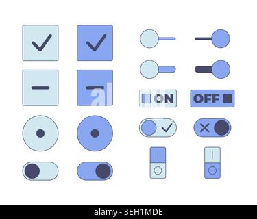 Umschalter und Auswahlsteuerung UI-Overlay-Elementsatz Stock Vektor