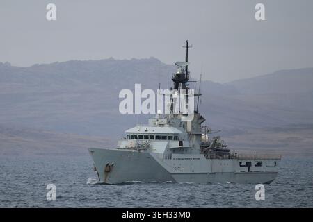 HMS Clyde, River Class Patrol Boat, Falkland Sound, Südatlantik Dezember 2015 Stockfoto