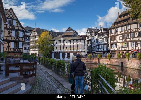 Das Viertel Petite France in Straßburg, Elsass, Frankreich. Stockfoto