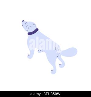 Großer Hund mit großem flauschigem Schwanz, Ansicht von oben.Tierpflege Ikonen, Tierverfolgung Grafiken, Tierklinik Schilder, süße Hundewaren. Stock Vektor