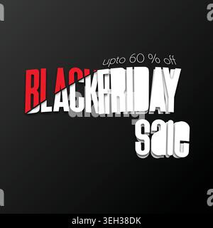 Black Friday-Werbebanner mit fettgedrucktem rot-weißen Text für Rabatte und Sonderangebote Stock Vektor