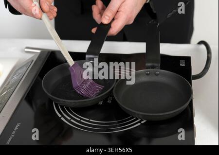 Animation in Buffetform mit Pfannkuchen Stockfoto