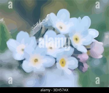 Aquarellfarbe Vergissmeint-Nicht-Blumen, Zarte Blumenillustration Stock Vektor