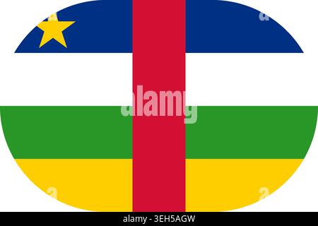 Die Flagge der Zentralafrikanischen Republik symbolisiert nationalen Stolz, Identität, Erbe, Patriotismus und Autorität. Vektorfahne in flachem ovalen Design Stock Vektor