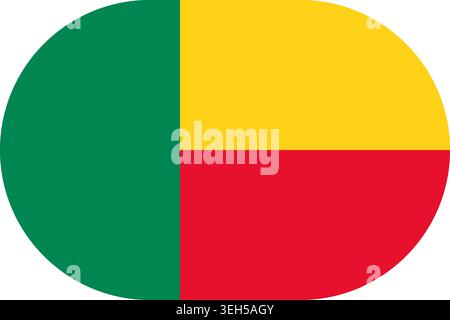 Benin-Flagge symbolisiert Nationalstolz, Identität, Erbe, Patriotismus und Autorität. Vektorfahne in flachem ovalen Design Stock Vektor