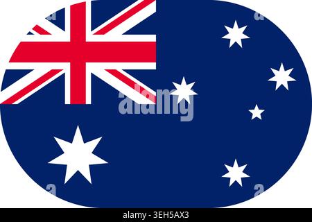 Die australische Flagge symbolisiert Nationalstolz, Identität, Erbe, Patriotismus und Autorität. Vektorfahne in flachem ovalen Design Stock Vektor