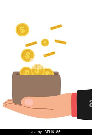 Moderne Vektorgrafik, die digitale Spareinlagen, Münzen und mobile Finanzierungen für Investitionen, Banking, Fintech und Online-Zahlungskonzepte zeigt. Stock Vektor