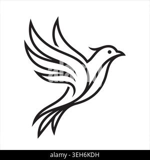 Flying Dove Bird Line Art Symbol für Frieden Freiheit und Hoffnung Malseite Stock Vektor