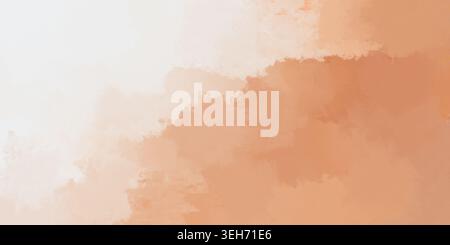 Ein zarter, abstrakter Aquarellhintergrund mit sanften Pfirsichfarben, Beige- und Cremetönen mit einem leichten, luftigen und strukturierten malerischen Wascheffekt. Stockfoto