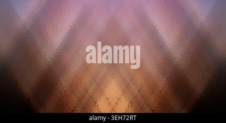 Ein lebendiger abstrakter Hintergrund mit symmetrischem Chevron- oder V-förmigem Design, mit einem warmen Farbverlauf, der von tiefem Braun zu Sunset Pink und übergeht Stockfoto