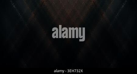 Ein dunkler, atmosphärischer Hintergrund mit dezenter, symmetrischer V-förmiger Textur und schwachen, welligen Linienmustern, die aus den Schatten hervorgehen. Stockfoto