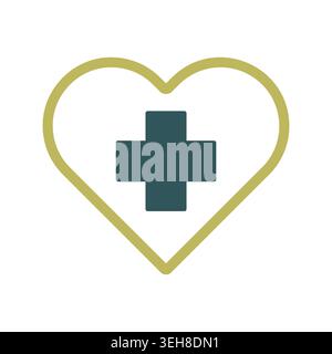 Symbol für „Kreuz im Inneren des Herzvektors isoliert“. Medizin und Gesundheitswesen, medizinische Unterstützung Zeichen. Graph-Symbol für medizinisches Website- und Apps-Design, Logo, App, Stock Vektor