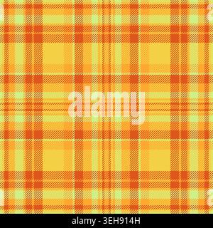 Hintergrund mit Reihenkaromuster und nahtlosem Tartan mit italienischer Textur. Besetzung Vektor Textilgewebe Plaid in orange und gelb Farbpalette. Stock Vektor