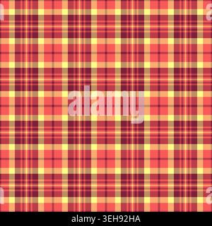 Modell Hintergrund Textur nahtlos, kulturelle Tartan Check Vektor. Karo aus Textilgewebe mit Glen-Muster in Rot- und Orange-Farbpalette. Stock Vektor