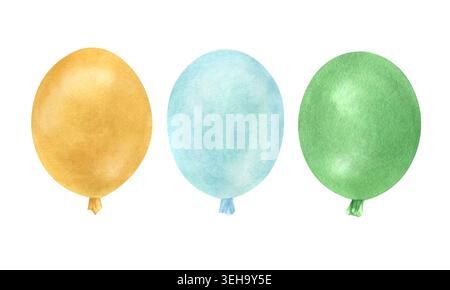 Handgezeichnete Aquarellillustration von Ballons. Kinderspielzeug. Illustrationssatz Stockfoto