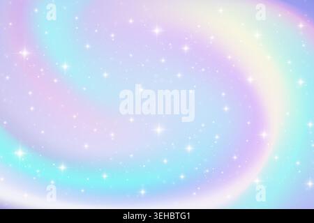 Sternenblauer Universum-Hintergrund mit violettem Nachthimmel. Magische kosmische Szene der rosa Galaxie. Blauer und violetter Verlaufshorizont und leuchtende Sternbilder Stock Vektor