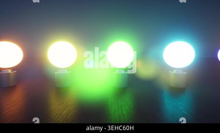 Neonfarben-LED-Leuchten Strahl bg 3D-Rendering Stockfoto
