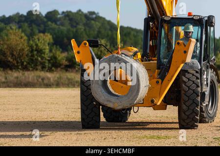 Das U.S. Army Engineer Research and Development Center (ERDC) in Fort McCoy, WI, führt ein Experiment zur Entwicklung additiver Bautechnologie durch Stockfoto