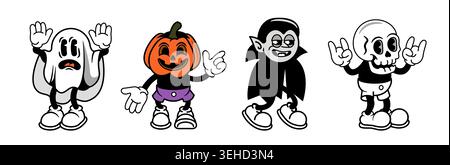 Halloween-Zeichentrickfiguren Set Stock Vektor