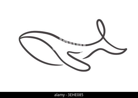 Whale One Line Art Einfache Illustration Tattoo Stock Vektor