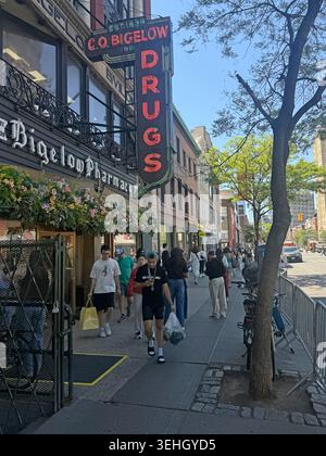Die älteste Drogerie in New York City: C.O. Bigelow wurde ursprünglich von Dr. Galen Hunter gegründet. Ursprünglich hieß es The Village Apothecary Shop, war es b Stockfoto