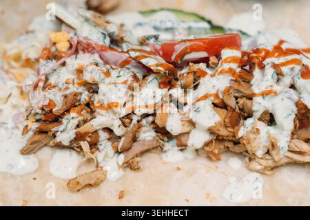 Hähnchenhawarma Döner Kebab Fleischsoße Fast Food Stockfoto
