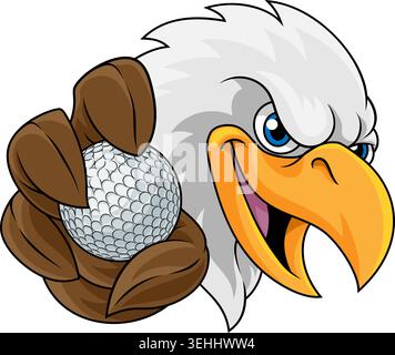 Glatze Eagle Falcon Hawk Golf Ball Sport Team Maskottchen Stock Vektor
