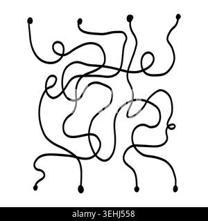 Kinder Labyrinth Doodle Path Puzzle. Lernspiel mit handgezeichneter Linie. Vorlage für Kinder, Kinderbücher, Lernspiele, Arbeitsblätter und kreative Designprojekte. Vektorabbildung Stock Vektor