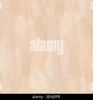 Beige Aquarellpapier nahtloser texturierter Hintergrund, natürliche handgefertigte Oberfläche, weiche Flecken, Körnung, organische rustikale Hintergrund für handwerkliche Bäckerei Branding Stockfoto