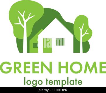 Green Home Logo Vorlage - Haus für umweltverträgliche Gebäude, Nutzung nachhaltig beschaffter und umweltfreundlicher Produkte - Stock Vektor