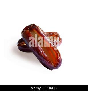 Frische gefleckte Daten, isoliert auf weißem Hintergrund, Nahaufnahme. Stockfoto