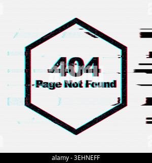 Kreative Abbildung: Fehler 404 mit glitch Effekt auf dem Bildschirm. Stockfoto