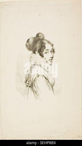 Porträt einer jungen Dame von Dominique-Vivant Denon, um 1820, eine dreiviertel-lange Studie einer elegant gekleideten Frau im Profil, die einen kunstvollen Rüschenkragen und ein drapiertes Kleid trägt Stockfoto