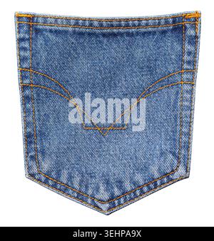 Blaue Jeans-Gesäßtasche mit modischem Textildetail Stockfoto