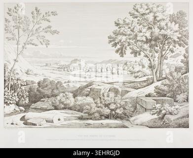 Blick vom Ufer des Illisós von Théodore Caruelle d'Aligny, 1846, zeigt eine Panoramalandschaft von Athen mit der Akropolis und den umliegenden Bergen, die über Felder und Haine sichtbar sind Stockfoto