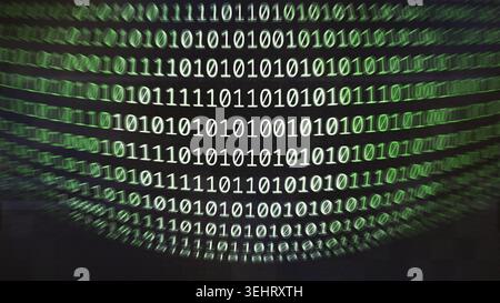 Strom des binären Matrix Code auf dunklem Hintergrund Stockfoto