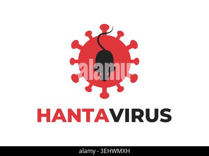 Hantavirus-Konzeptbanner. Rattensilhouette in einer Viruszelle. Vektorabbildung Stock Vektor