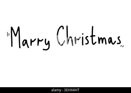 Doodle Merry Christmas Schriftzug. Handgezeichneter festlicher Satz isoliert auf weißem Hintergrund. Winterfeiergruß für Karten, Poster und Verpackungen. Sy Stock Vektor