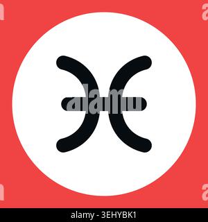 Zodiac-Horoskop. Symbol für astrologisches Symbol für Pisces. Stilisiertes Sternzeichen esoterisch. Einfache Darstellung des Linienvektors Stock Vektor