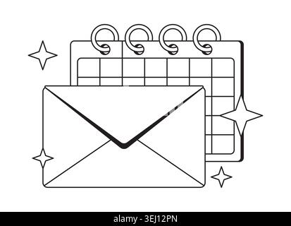 Geplante E-Mail Moderne Schwarzweiß-UI-Element Stock Vektor